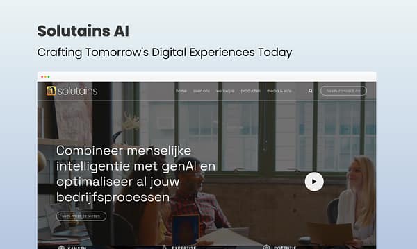 Solutains AI portfolio website design screenshot